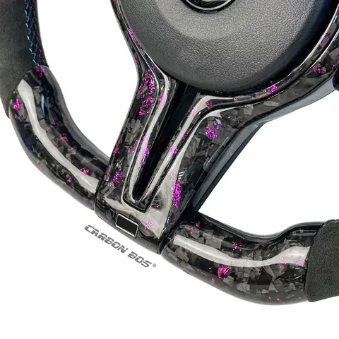 Carbon Bos Forged Carbon Fiber Steering Wheel for BMW M3 M5 F06 F30 F25 F30 F36 F15 Perforated Leather Purple Forged Carbon