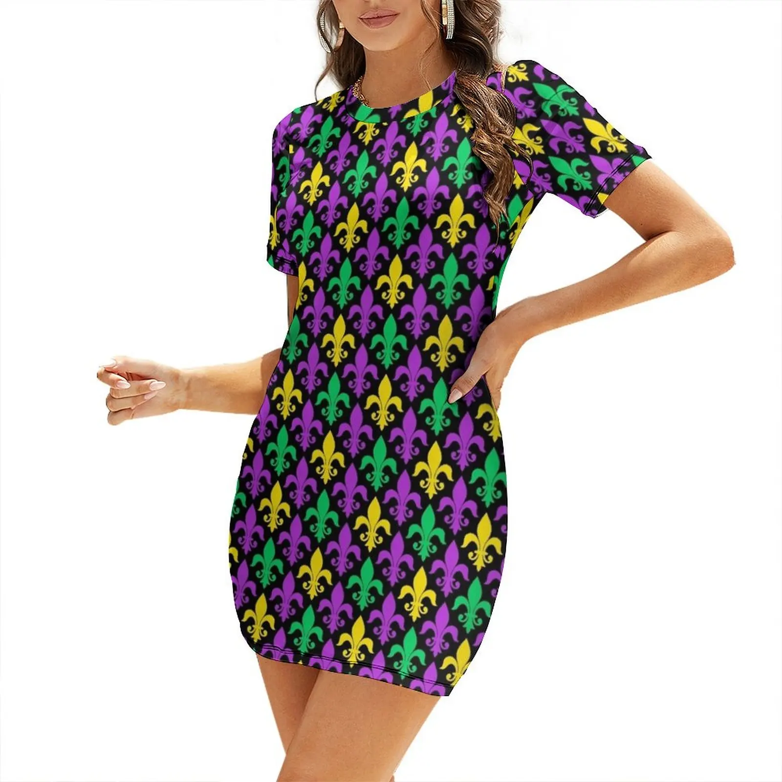 Mardi Gras Pattern | Funny Carnival Graphic Short Sleeved Dress Women's summer dresses summer dress for women 2025
Mardi Gras Pattern | Funny Carnival Graphic Short Sleeved Dress Women's summer dresses summer dress for women 2025