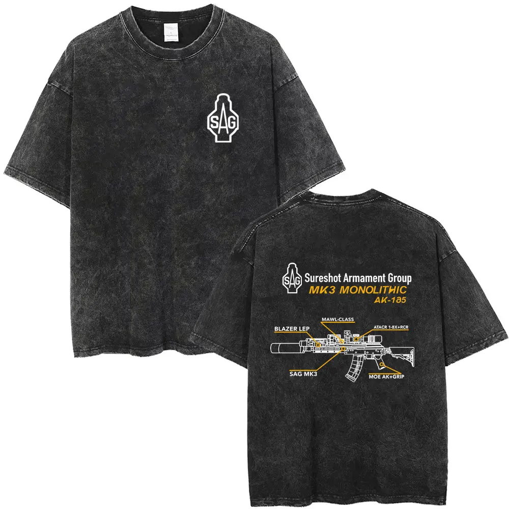 Army Tactical Fan Club Outdoor Training Competition SAG MK3 Print Washed T-shirt Summer Men's Women's Fashion Vintage Streetwear 
Army Tactical Fan Club Outdoor Training Competition SAG MK3 Print Washed T-shirt Summer Men's Women's Fashion Vintage Streetwear