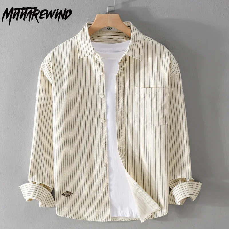 Japanese Style Mens Striped Long Sleeve Shirt Daily Casual Shirt Lapel Pure Cotton Button Up Shirt Men Spring Summer Simple Tops
Japanese Style Mens Striped Long Sleeve Shirt Daily Casual Shirt Lapel Pure Cotton Button Up Shirt Men Spring Summer Simple Tops