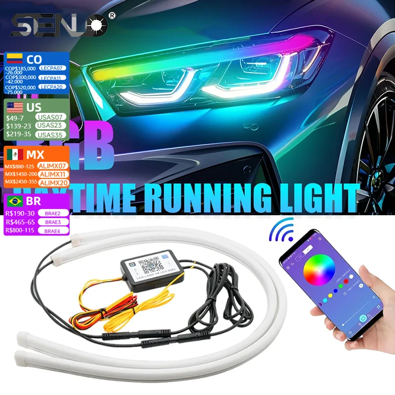 Senlo12V DRL Car LED Daytime Running Light APP Control RGB Flowing Turn Signal Strip Headlight Decorative Lamp Auto Accessories
Senlo12V DRL Car LED Daytime Running Light APP Control RGB Flowing Turn Signal Strip Headlight Decorative Lamp Auto Accessories