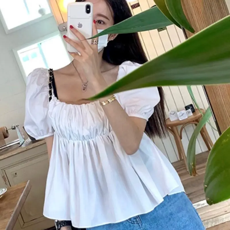 East Gate Vintage Women's Shirt Square Collar Slim Fit Backless Bubble Sleeve Overhead Cotton Short Sleeve Casual Top
East Gate Vintage Women's Shirt Square Collar Slim Fit Backless Bubble Sleeve Overhead Cotton Short Sleeve Casual Top