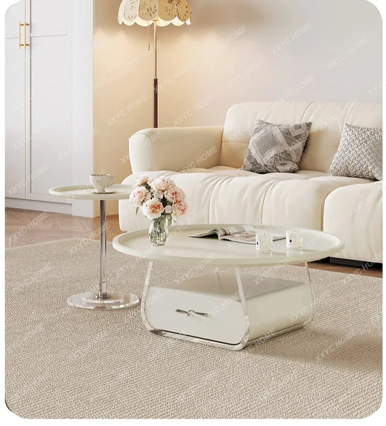 Cream wind coffee table living room household acrylic size round combination
Cream wind coffee table living room household acrylic size round combination