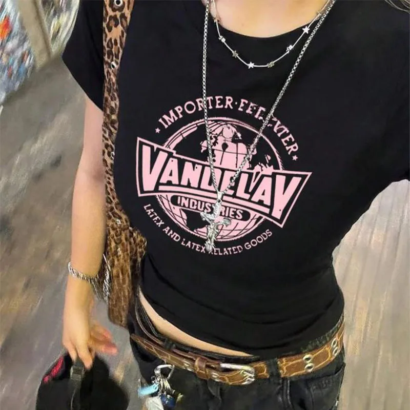2025 New Summer Women's Short-Sleeve Crop T-Shirts with Vintage Pink Prints, Trendy Casual Street Style and Slimming Effect
2025 New Summer Women's Short-Sleeve Crop T-Shirts with Vintage Pink Prints, Trendy Casual Street Style and Slimming Effect