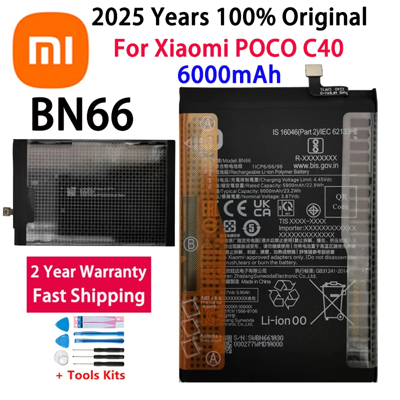 Совершенно новый аккумулятор BN66 6000 мАч для телефона Xiaomi Mi POCO C40, 2025 лет, сменные аккумуляторы
Совершенно новый аккумулятор BN66 6000 мАч для телефона Xiaomi Mi POCO C40, 2025 лет, сменные аккумуляторы