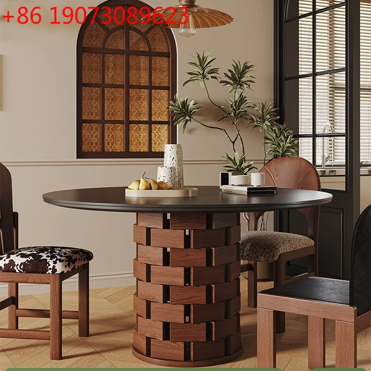 Средневековый ваби песчаный ветер, черная каменная плита, круглый стол, обеденный стол, домашний обеденный стол для маленькой квартиры, французский ретро
Средневековый ваби песчаный ветер, черная каменная плита, круглый стол, обеденный стол, домашний обеденный стол для маленькой квартиры, французский ретро