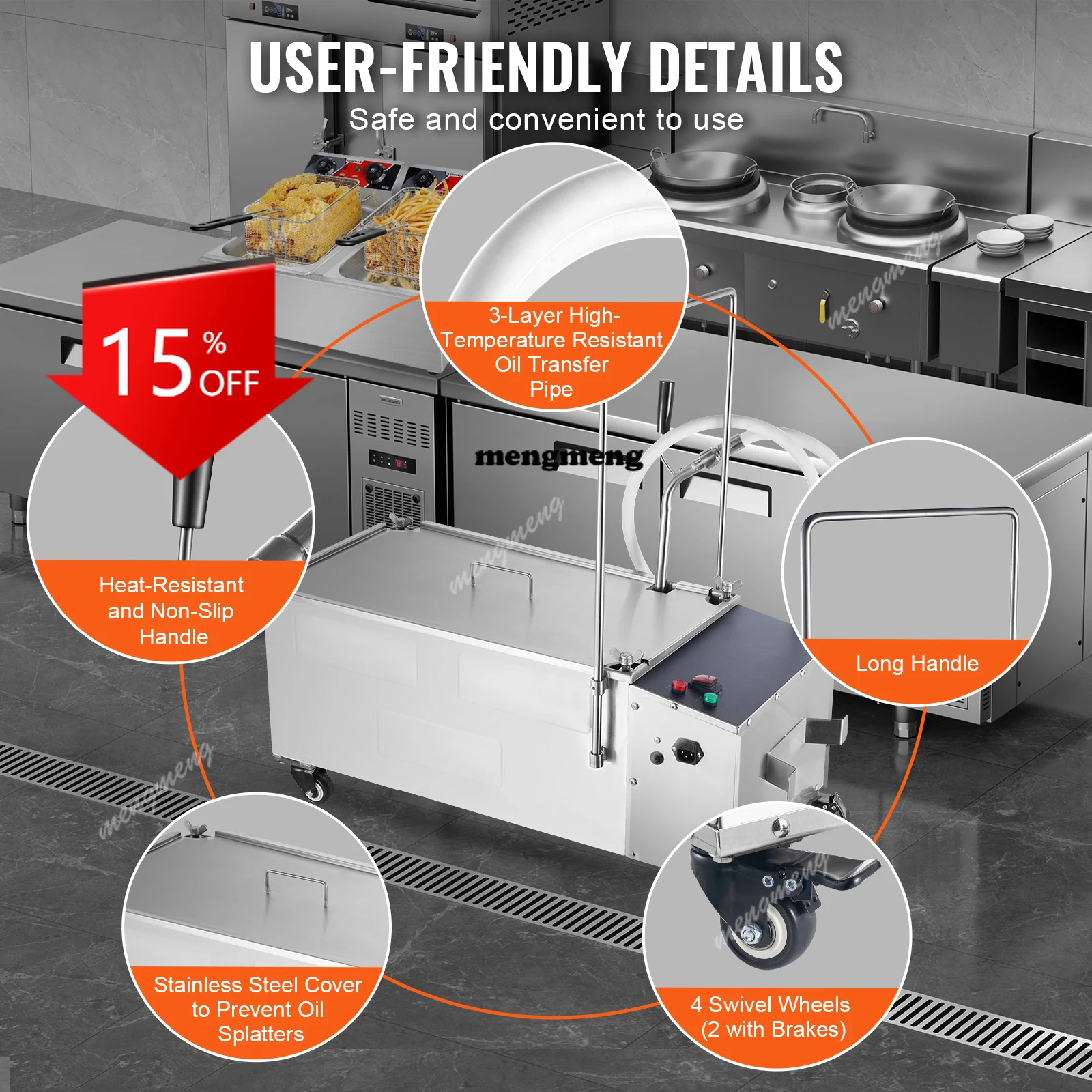 Система фильтрации масла для мобильной фритюрницы E132 с производительностью 10 л/мин и поворотными колесами, шланг для слива масла для бургерных
Система фильтрации масла для мобильной фритюрницы E132 с производительностью 10 л/мин и поворотными колесами, шланг для слива масла для бургерных