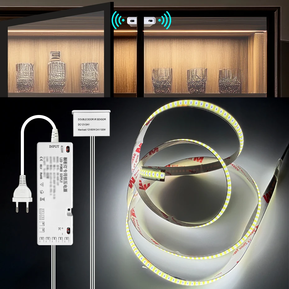 Светодиодная лента для шкафов 1-5 м, DC12V COB, с датчиком движения для двойных дверей, автоматическое включение/выключение, для освещения кухонных полок, кладовок, витрин
Светодиодная лента для шкафов 1-5 м, DC12V COB, с датчиком движения для двойных дверей, автоматическое включение/выключение, для освещения кухонных полок, кладовок, витрин