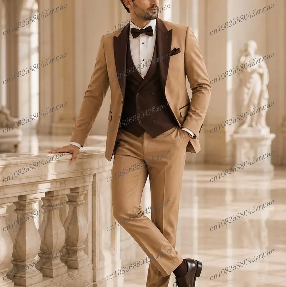Beige And Dark Brown Men Suit Formal Groom Groomsman Wedding Party Prom Business Male Tuxedos 3 Piece Set Blazer Vest Pants
Beige And Dark Brown Men Suit Formal Groom Groomsman Wedding Party Prom Business Male Tuxedos 3 Piece Set Blazer Vest Pants