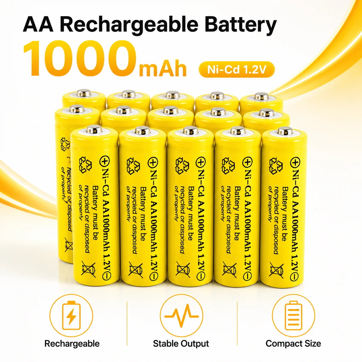 High Capacity 1.2V 1000mAh AA Nickel Cadmium Battery Replacement For Garden Lamp Electric Mosquito Racket Small Fan
High Capacity 1.2V 1000mAh AA Nickel Cadmium Battery Replacement For Garden Lamp Electric Mosquito Racket Small Fan