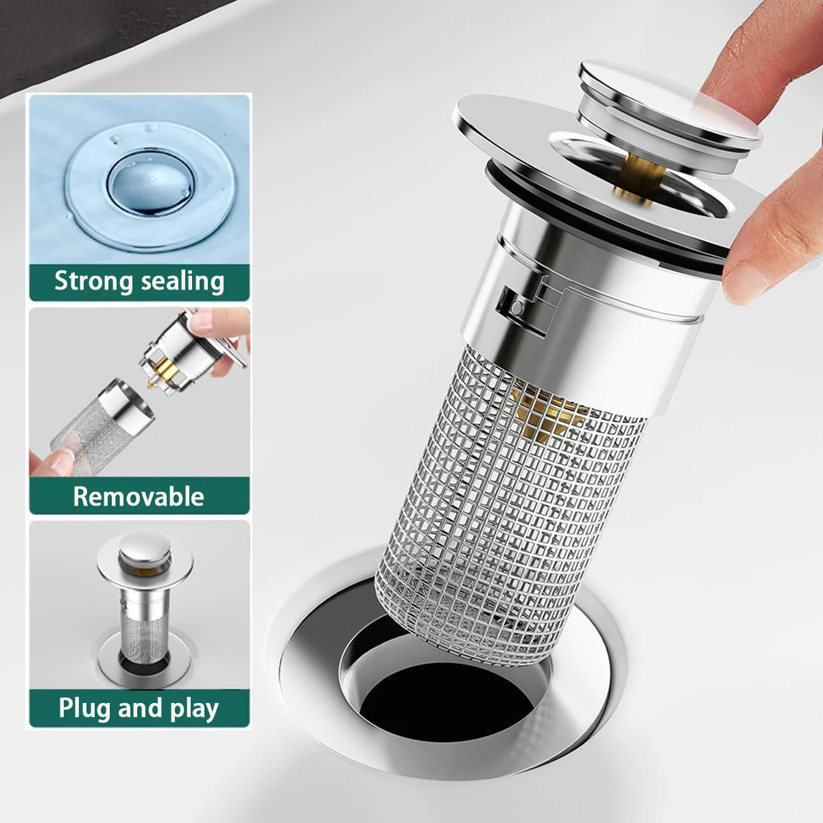 1Pcs Stainless Steel Bathtub Plugs, Washbasin Drain Plugs With Hair Strainer, Pop Up Drain Screen Shower Drain, Bathroom Tools
1Pcs Stainless Steel Bathtub Plugs, Washbasin Drain Plugs With Hair Strainer, Pop Up Drain Screen Shower Drain, Bathroom Tools