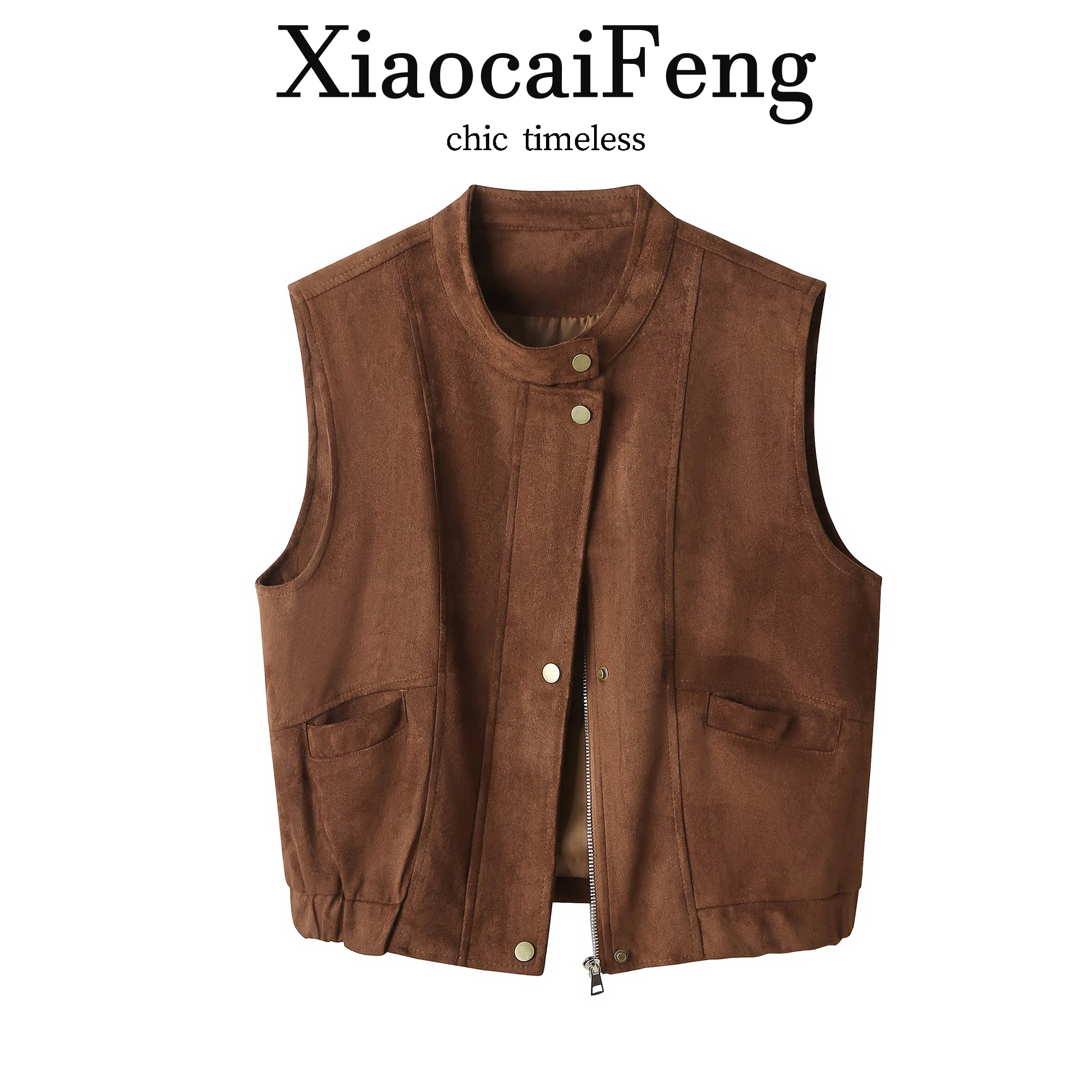 American Retro Workwear Suede Vest Women's Spring Zipper Design Unique Shoulder Pad Jacket Trendy Short Length Standard Fit
American Retro Workwear Suede Vest Women's Spring Zipper Design Unique Shoulder Pad Jacket Trendy Short Length Standard Fit
