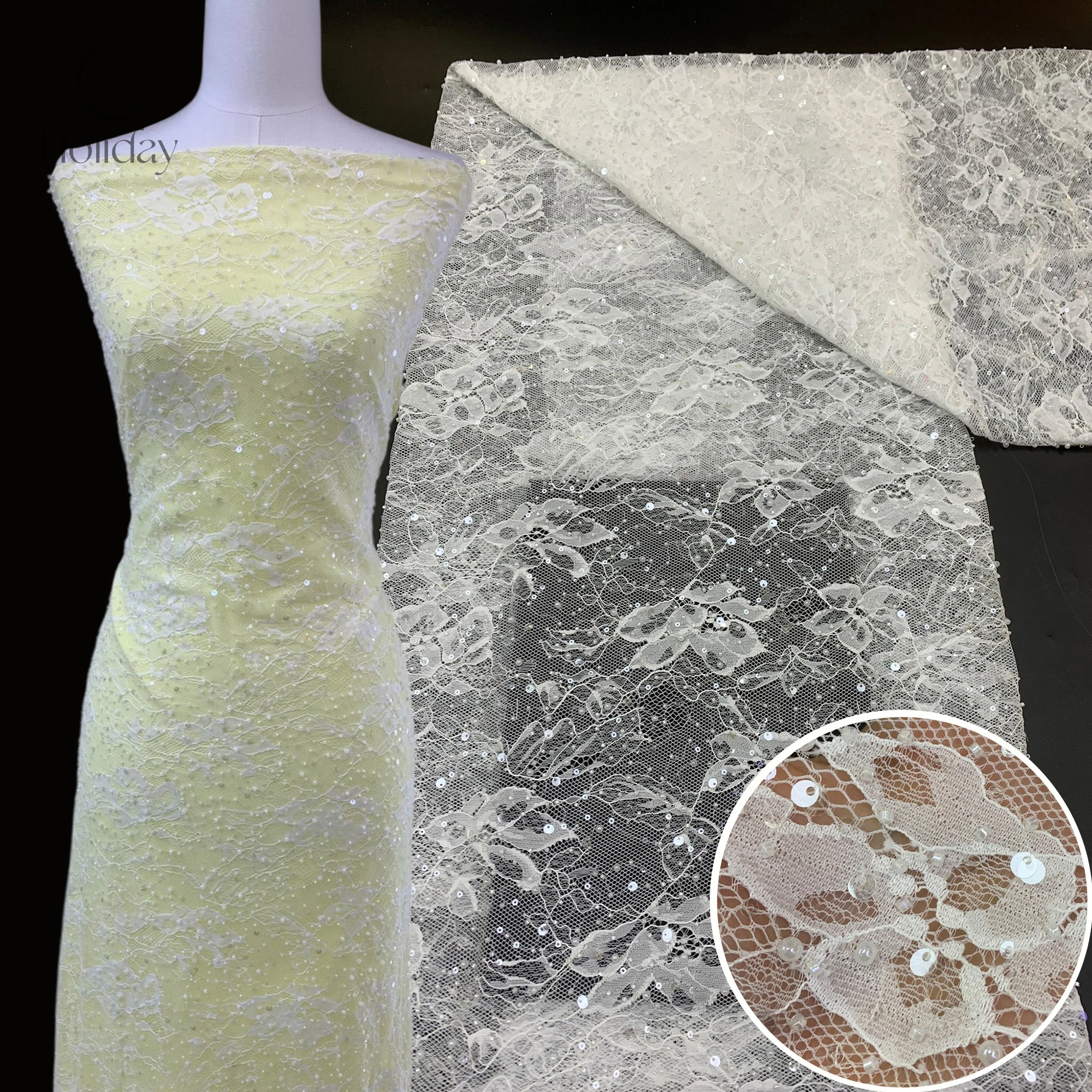 Tri-Combo Bead Embroidery Lace 2026 Heavy Embroidered Mesh Fabric with Beads Tubes & Sequins for Bridal Haute Couture
Tri-Combo Bead Embroidery Lace 2026 Heavy Embroidered Mesh Fabric with Beads Tubes & Sequins for Bridal Haute Couture