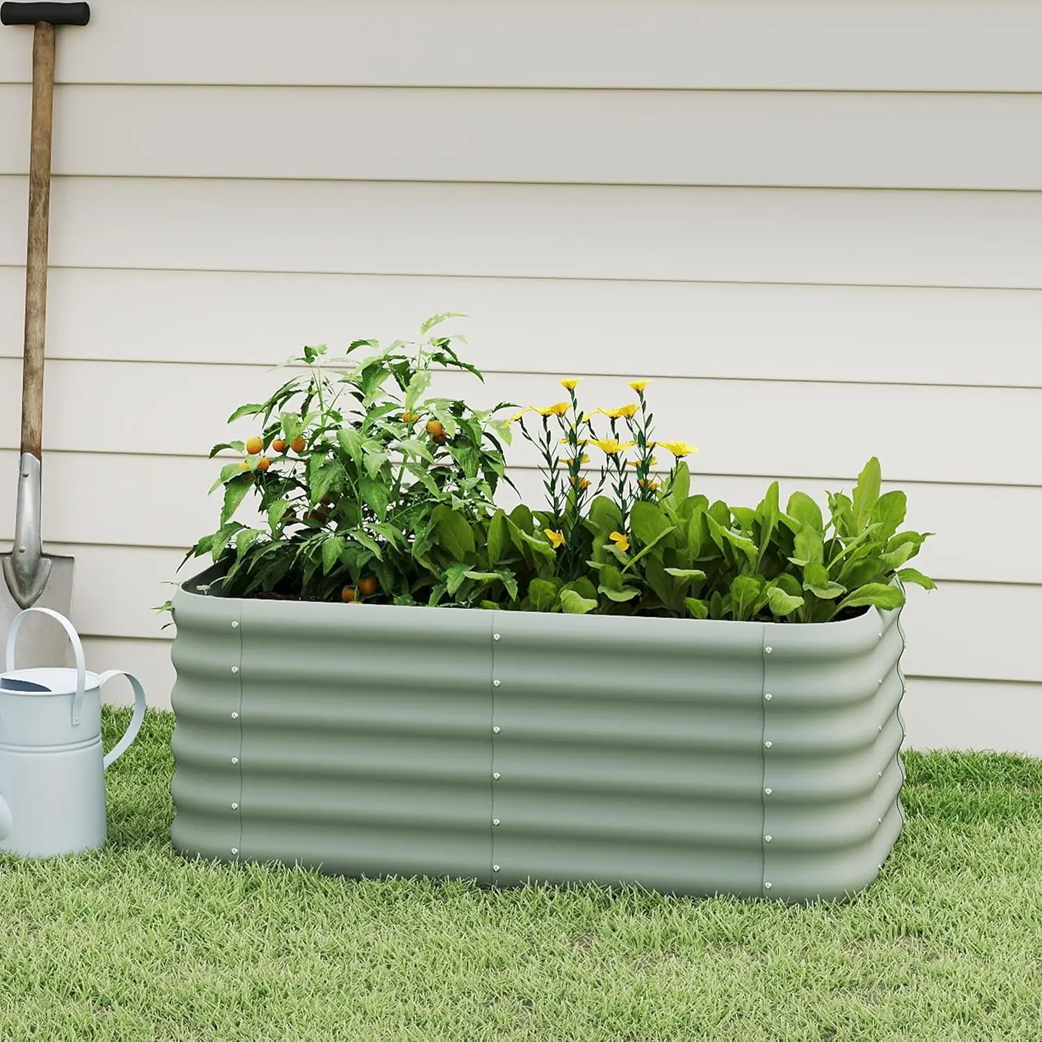 Galvanized Raised Garden Bed, Outdoor Planter Bed, Metal Planter Box for Gardening and Planting,4x2x1.5ft, Light Green
Galvanized Raised Garden Bed, Outdoor Planter Bed, Metal Planter Box for Gardening and Planting,4x2x1.5ft, Light Green