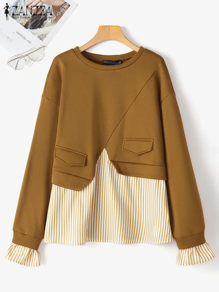 ZANZEA 2025 Autumn Women Sweatshirts Fashion Striped Patchwork Tops Thin Pullovers Chic Round Neck Hoodies Streetwear Oversized
ZANZEA 2025 Autumn Women Sweatshirts Fashion Striped Patchwork Tops Thin Pullovers Chic Round Neck Hoodies Streetwear Oversized