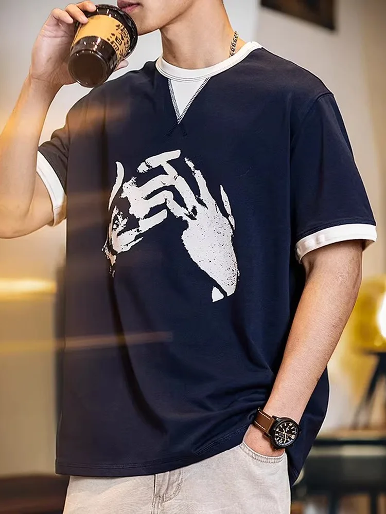 Мужская летняя футболка больших размеров из чистого хлопка с эффектом двухслойности, в американском ретро-стиле, повседневная, с круглым вырезом
Мужская летняя футболка больших размеров из чистого хлопка с эффектом двухслойности, в американском ретро-стиле, повседневная, с круглым вырезом