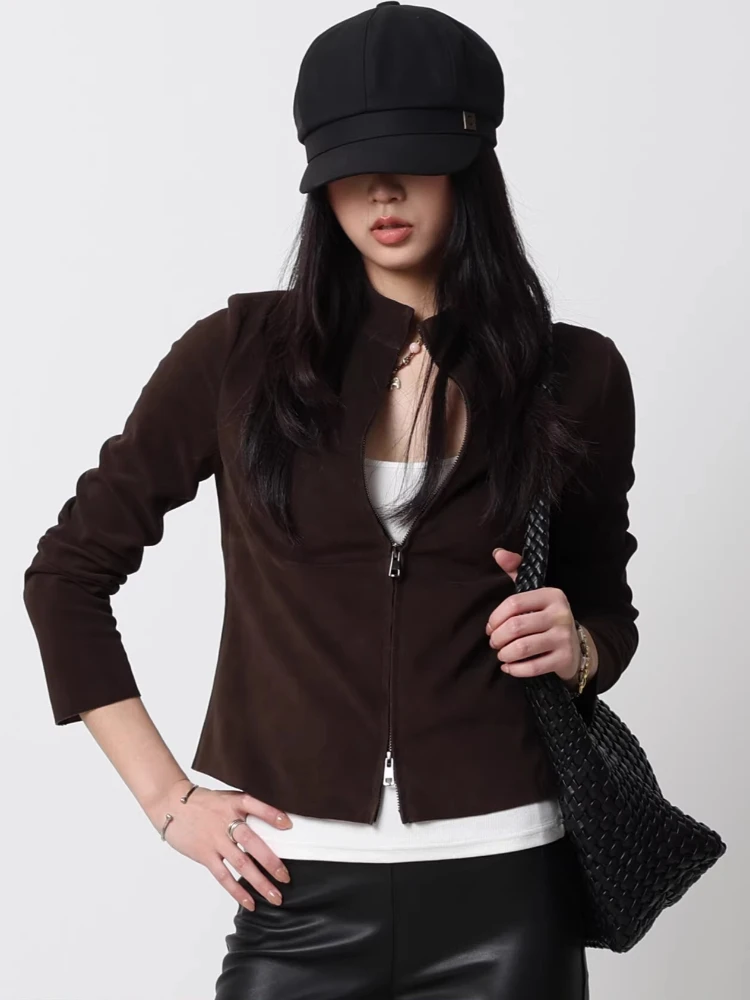 Slim Stretch Genuine Leather Jackets for Women Spring Autumn High-end Simple Stand Collar Soft Cropped Real Sheepskin Suede Coat
Slim Stretch Genuine Leather Jackets for Women Spring Autumn High-end Simple Stand Collar Soft Cropped Real Sheepskin Suede Coat