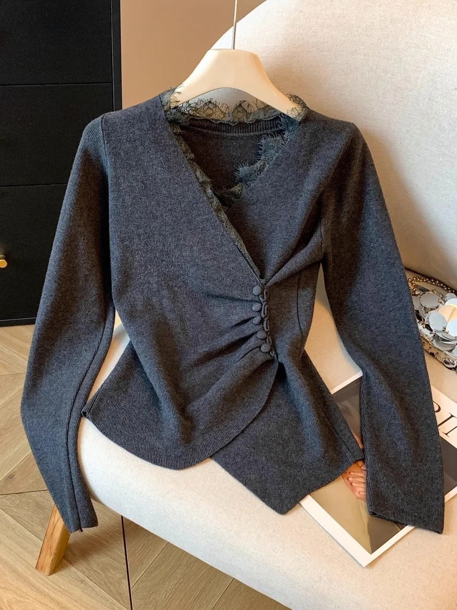 Women's Lace V-ne Cross Knitted Sweater Autumn Winter New Sle Irregular Ele Design Base Layer Top Soft Nylon
Women's Lace V-ne Cross Knitted Sweater Autumn Winter New Sle Irregular Ele Design Base Layer Top Soft Nylon