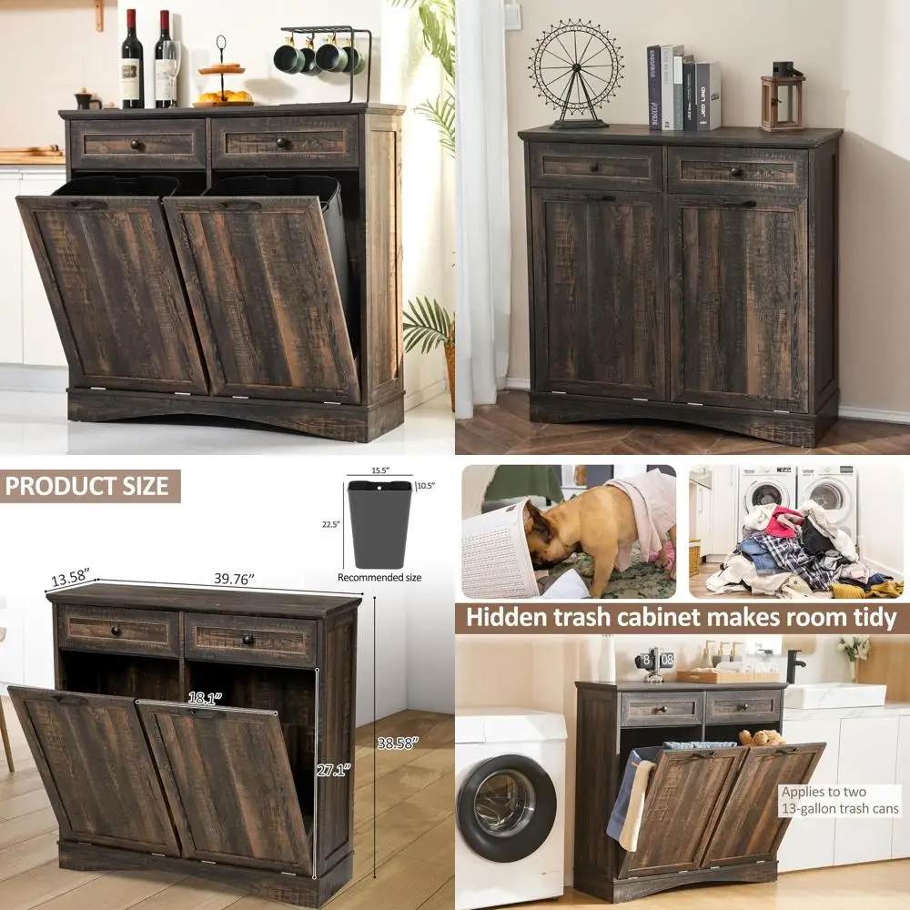 Отдельно стоящий двойной наклонный шкаф для мусора и переработки, вместимость 2x13 галлонов, ящики для убежища, устойчивый к домашних животных, коричневый в деревенском стиле
Отдельно стоящий двойной наклонный шкаф для мусора и переработки, вместимость 2x13 галлонов, ящики для убежища, устойчивый к домашних животных, коричневый в деревенском стиле