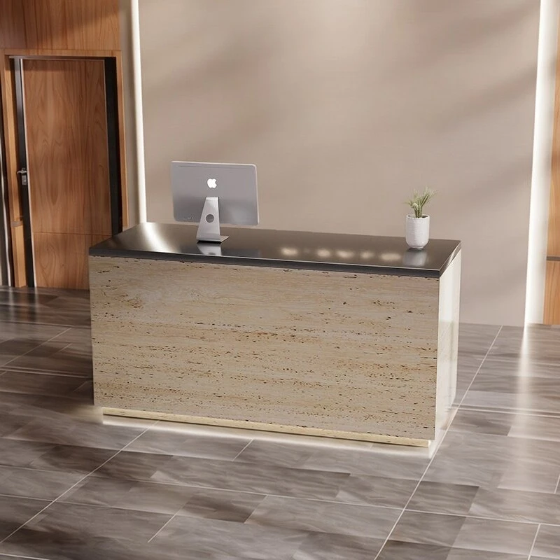 Clothing store reception desk travertine stainless steel reception counter Checkout recepciones para negocio office furniture
Clothing store reception desk travertine stainless steel reception counter Checkout recepciones para negocio office furniture