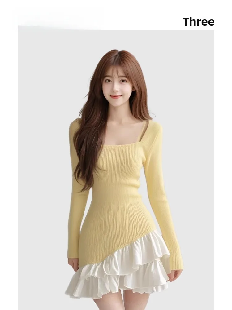 HEZA Cozy Knitted Dr Women's Autumn Winter Sweet Youthful Splicing Pleated Skirt A-Line Dr Long Sve ort Dr
HEZA Cozy Knitted Dr Women's Autumn Winter Sweet Youthful Splicing Pleated Skirt A-Line Dr Long Sve ort Dr