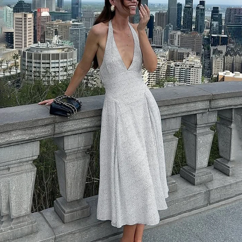 Talenza Polka Dot Long Dress Women's Halter V Neck Sleeveless Patchwork Dress Female Summer 2025 Fashion Sexy Casual Slim Dress
Talenza Polka Dot Long Dress Women's Halter V Neck Sleeveless Patchwork Dress Female Summer 2025 Fashion Sexy Casual Slim Dress