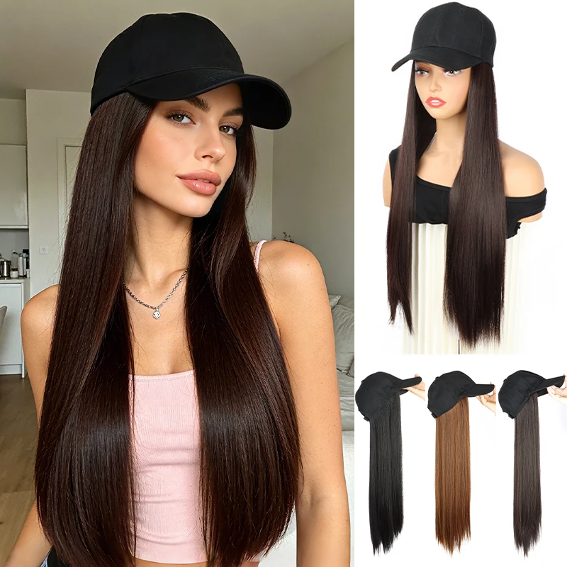 Black Baseball Cap with Hair Extensions, Synthetic Long Straight Hat Wig for Women, Adjustable Comfortable Fit Wig Hat
Black Baseball Cap with Hair Extensions, Synthetic Long Straight Hat Wig for Women, Adjustable Comfortable Fit Wig Hat