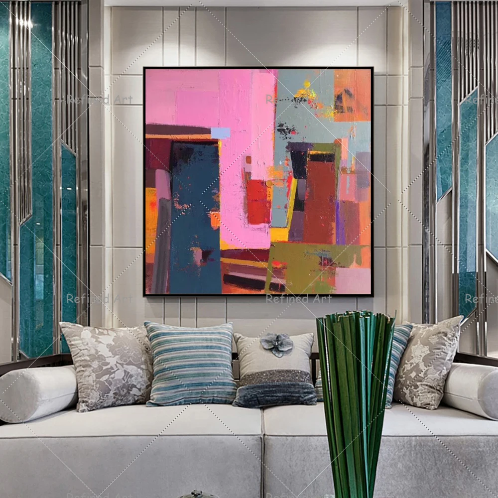Handmade Oil Paintings Canvas Wall Art Decoration Modern Pink Color Block Abstract Texture for Home Living Room Decor Frameless
Handmade Oil Paintings Canvas Wall Art Decoration Modern Pink Color Block Abstract Texture for Home Living Room Decor Frameless