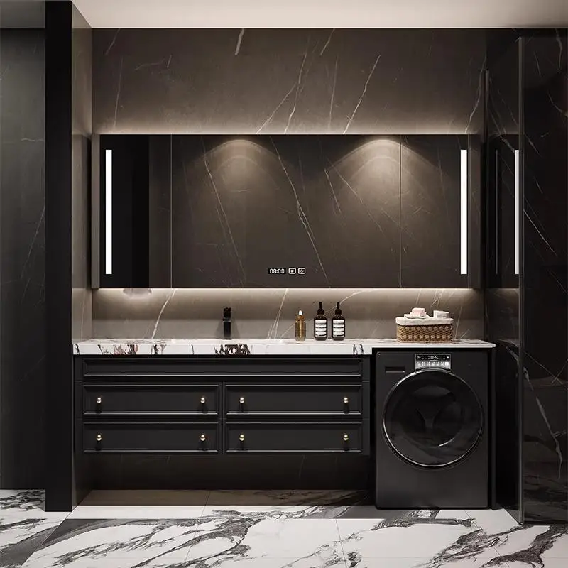 American balcony solid wood washing machine integrated cabinet modern oak bathroom cabinet combined toilet hand wash basin
American balcony solid wood washing machine integrated cabinet modern oak bathroom cabinet combined toilet hand wash basin