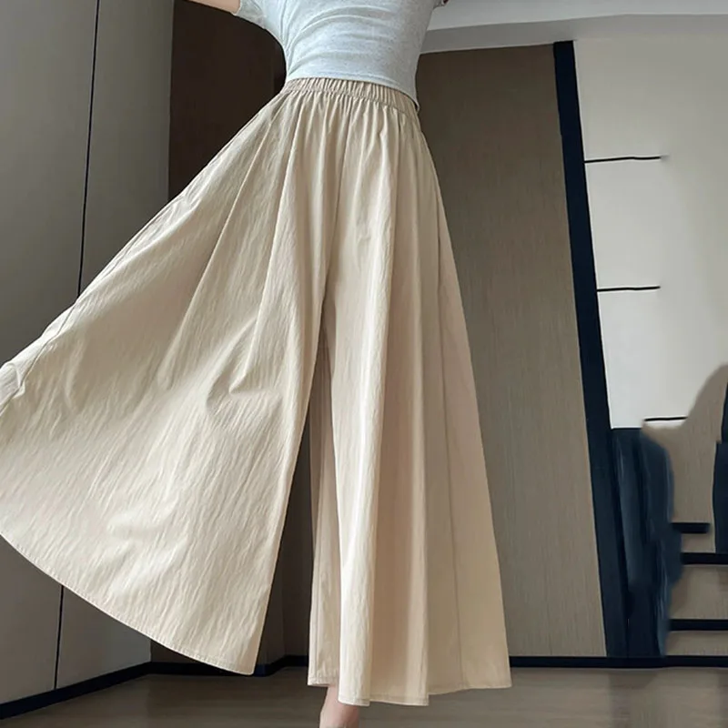 Solid Color Loose Casual Skirt Pants Women Summer Elastic Waisted Wide Leg Trousers Breathable Comfy Baggy Ankle Length Pants
Solid Color Loose Casual Skirt Pants Women Summer Elastic Waisted Wide Leg Trousers Breathable Comfy Baggy Ankle Length Pants