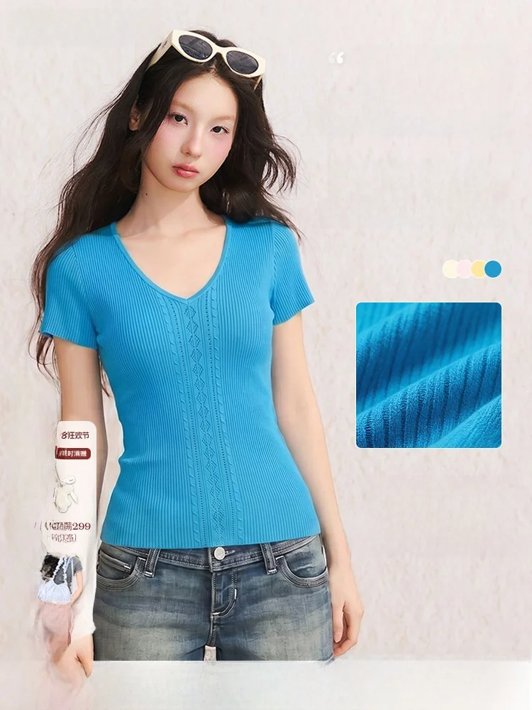 Umoumo Women's Sexy Hollow out Short Sleeve V-Neck Breathable Knitted T-Shirt Summer Fashion Casual Sleeve Length Regular
Umoumo Women's Sexy Hollow out Short Sleeve V-Neck Breathable Knitted T-Shirt Summer Fashion Casual Sleeve Length Regular