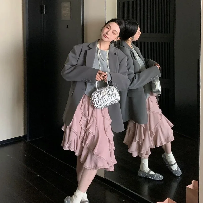 Deeptown Women Pink Ruffled Skirts Elegant Korean Style High Waist Elastic Waist Asymmetric Lace Layered Short Skirts Mesh Skirt
Deeptown Women Pink Ruffled Skirts Elegant Korean Style High Waist Elastic Waist Asymmetric Lace Layered Short Skirts Mesh Skirt