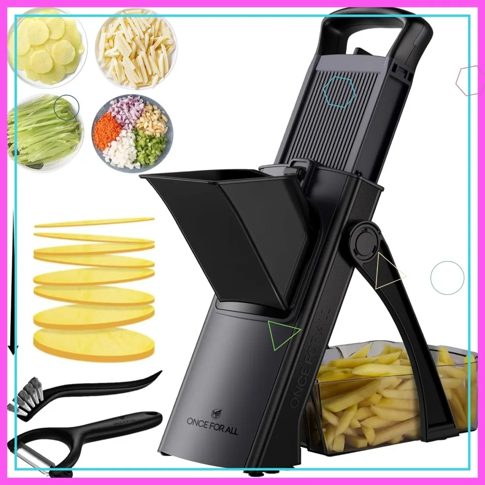 Adjustable Mandoline Slicer with Peeler, Large Capacity, Easy Clean, Safe Kitchen Chopper for Vegetables and Potatoes
Adjustable Mandoline Slicer with Peeler, Large Capacity, Easy Clean, Safe Kitchen Chopper for Vegetables and Potatoes