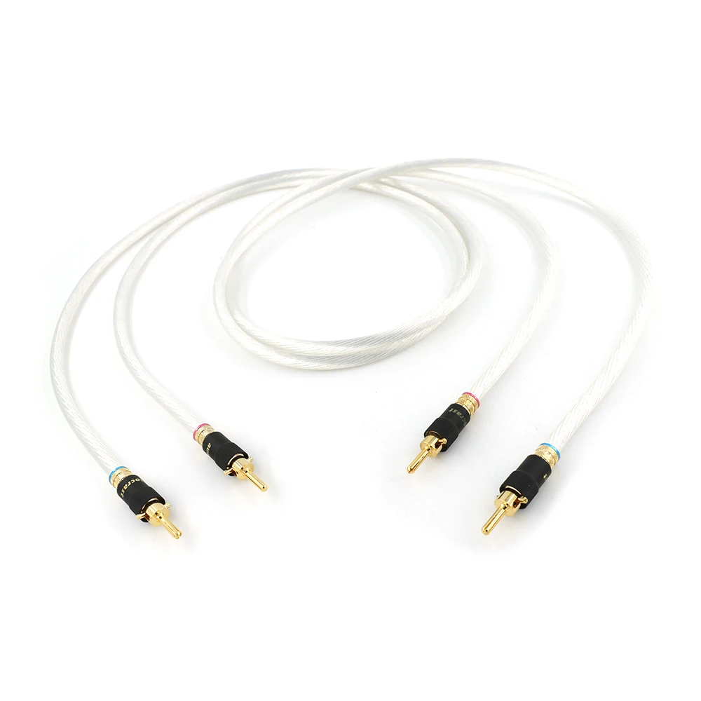 Pair HI-End 5NOCC Silver Plated Speaker Cable banana Plugs Hifi Audio loudspeaker Cable with Palic Banana plugs
Pair HI-End 5NOCC Silver Plated Speaker Cable banana Plugs Hifi Audio loudspeaker Cable with Palic Banana plugs