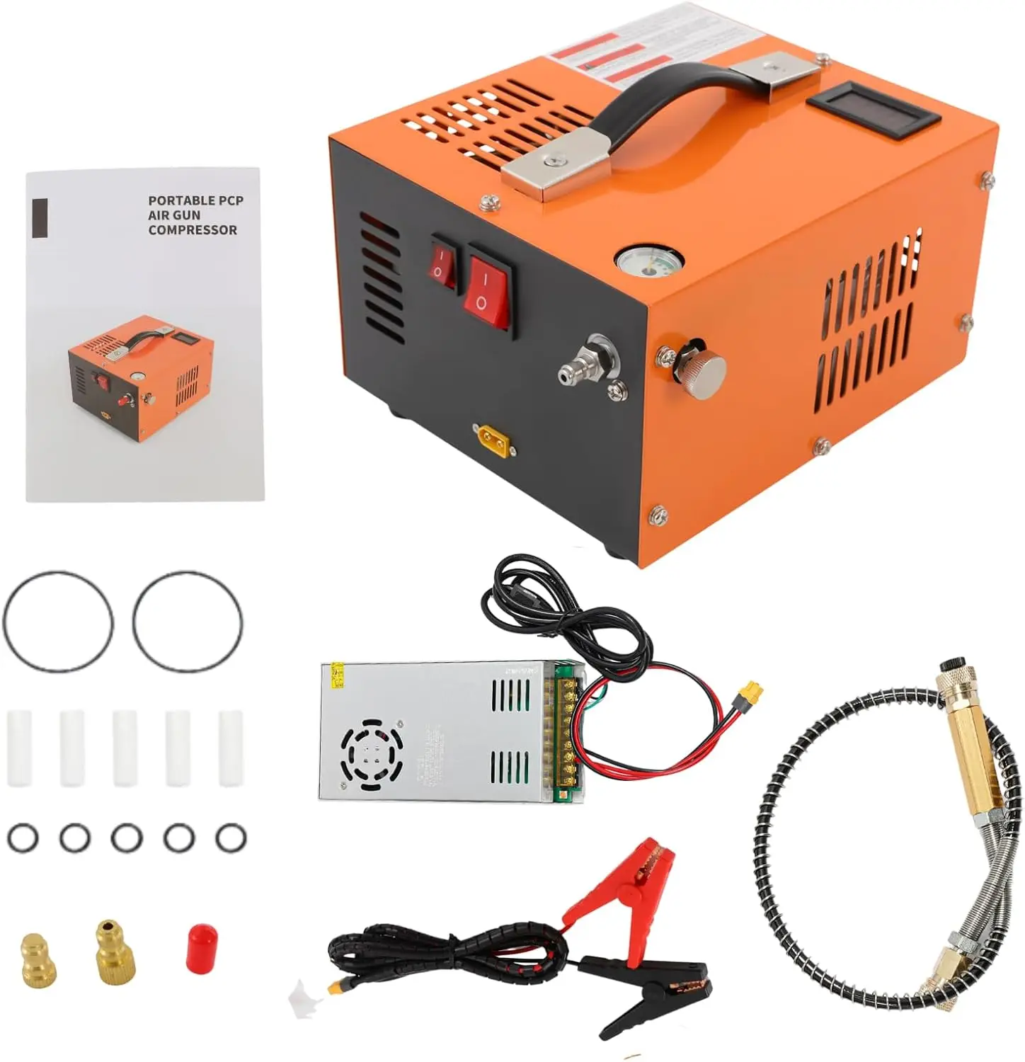 PCP Air Compressor, 4500PSI 30Mpa High Pressure Air Pump for PCP Air Rifles, 110V AC/12V DC Portable Airgun Compressor with Tran
PCP Air Compressor, 4500PSI 30Mpa High Pressure Air Pump for PCP Air Rifles, 110V AC/12V DC Portable Airgun Compressor with Tran