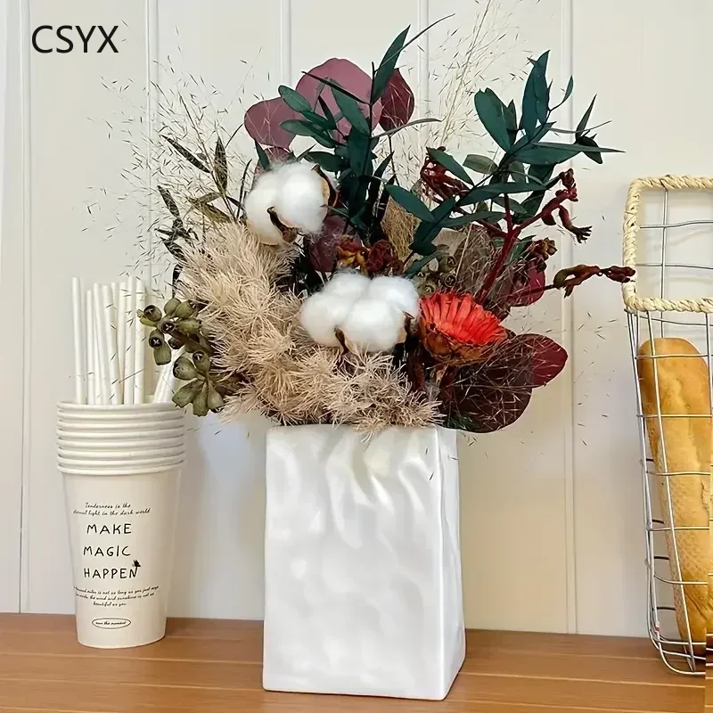Creative Pleated Paper Bag Resin Vase Home decoration accessories for living room Ornaments for home Interior for home
Creative Pleated Paper Bag Resin Vase Home decoration accessories for living room Ornaments for home Interior for home