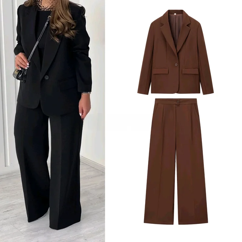 Осенний новый женский костюм: пиджак с воротником и длинными рукавами, брюки с высокой талией, повседневный комплект из полиэстера для ежедневной носки
Осенний новый женский костюм: пиджак с воротником и длинными рукавами, брюки с высокой талией, повседневный комплект из полиэстера для ежедневной носки