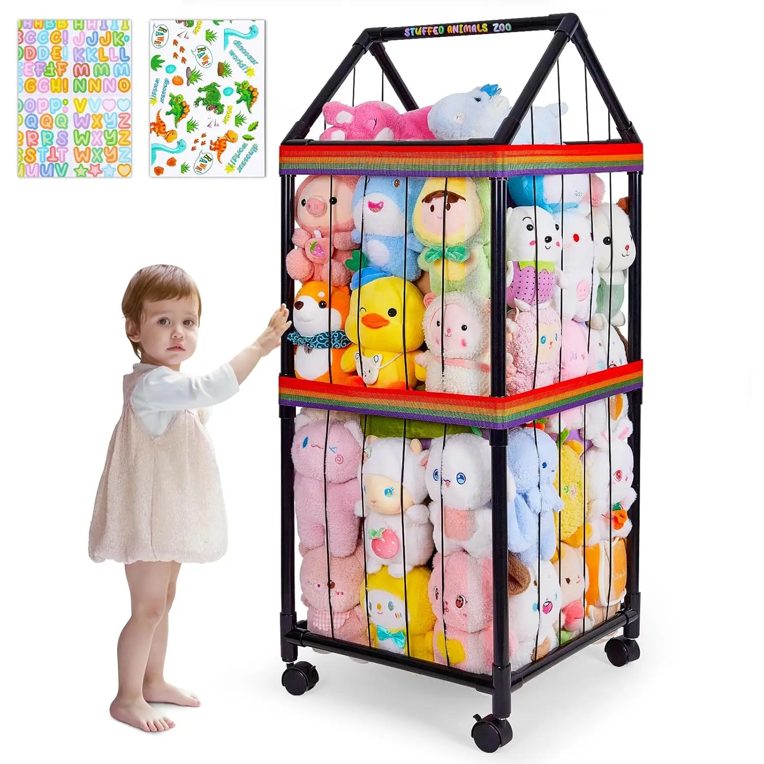 Movable Plush Toy Storage Organizer with Wheels and DIY Stickers for Kids Room Organization, Black
Movable Plush Toy Storage Organizer with Wheels and DIY Stickers for Kids Room Organization, Black