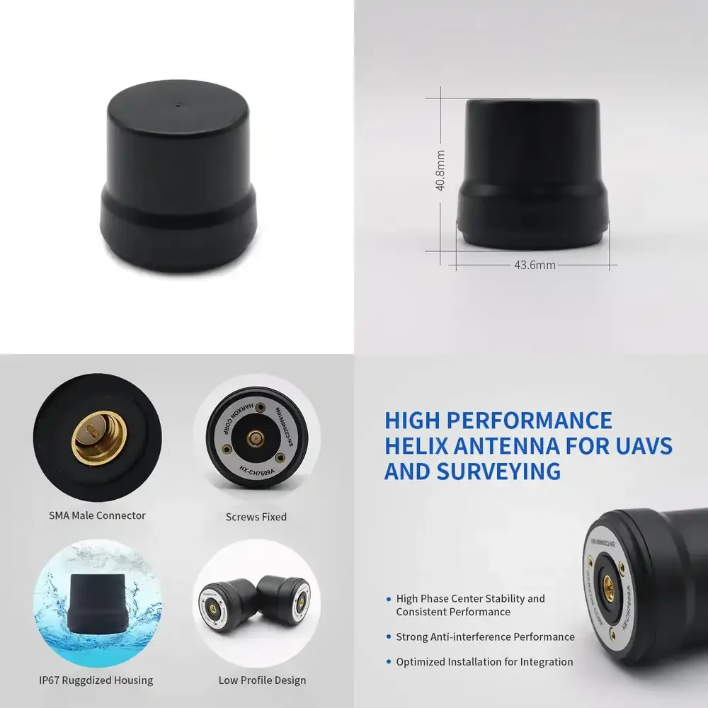 Helix Antenna Low Profile Waterproof High Precision Surveying GNSS UAV Four-arm Helical Antenna
Helix Antenna Low Profile Waterproof High Precision Surveying GNSS UAV Four-arm Helical Antenna