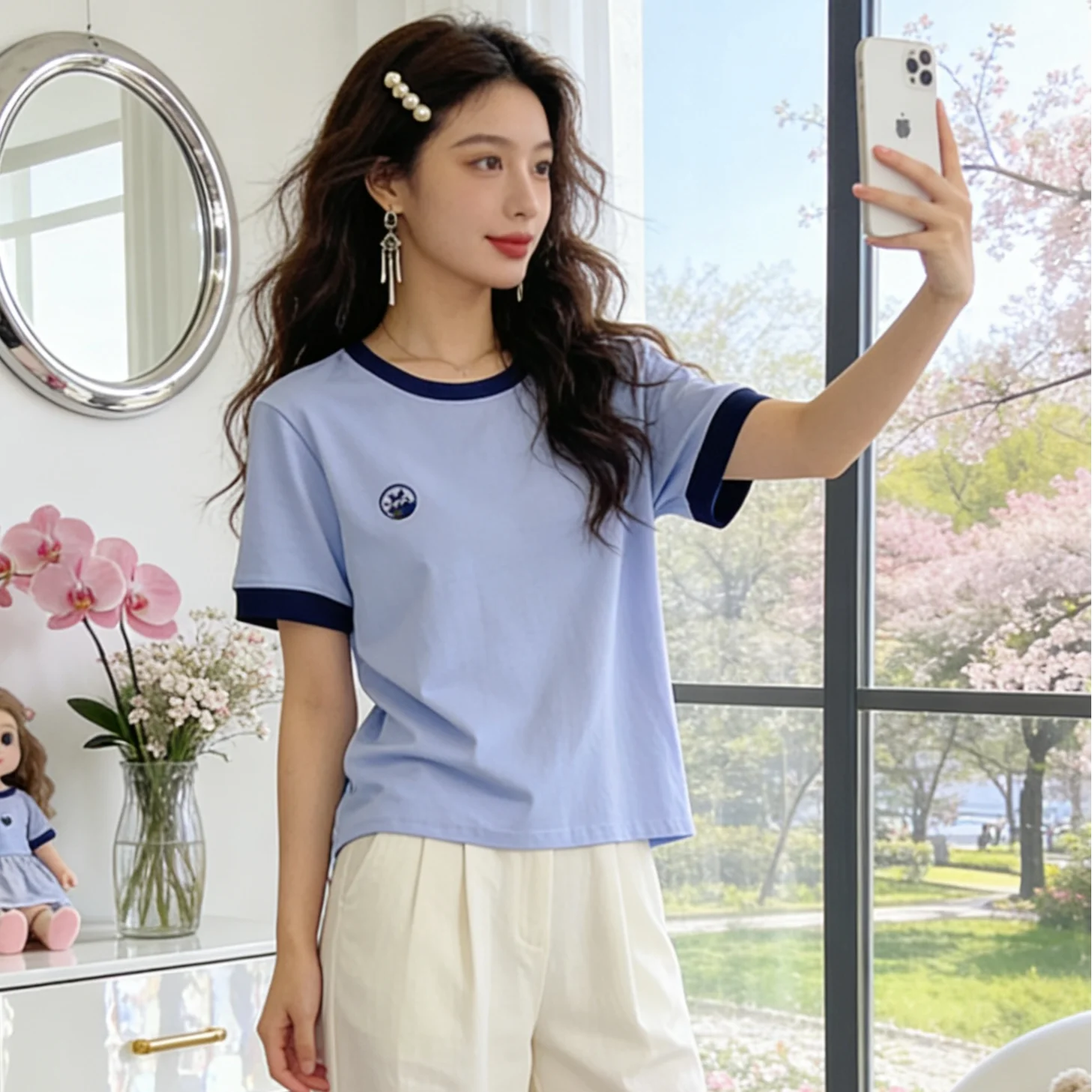 plus Size Pure Cotton ort Sve T-irt Embroidered Design Slim Fit Casual Top for Young Women Summer Faionable
plus Size Pure Cotton ort Sve T-irt Embroidered Design Slim Fit Casual Top for Young Women Summer Faionable