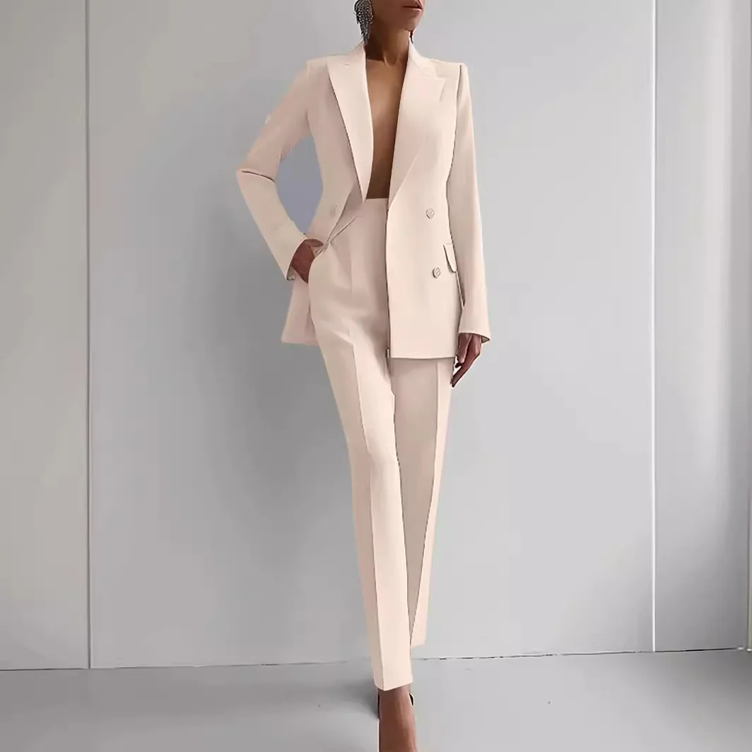 2025 Pant Suits Women Blazer Double Breasted Blazers Ankle Length Pencil Pants Two Pieces Solid Office Lady Summer Slim Fit
2025 Pant Suits Women Blazer Double Breasted Blazers Ankle Length Pencil Pants Two Pieces Solid Office Lady Summer Slim Fit