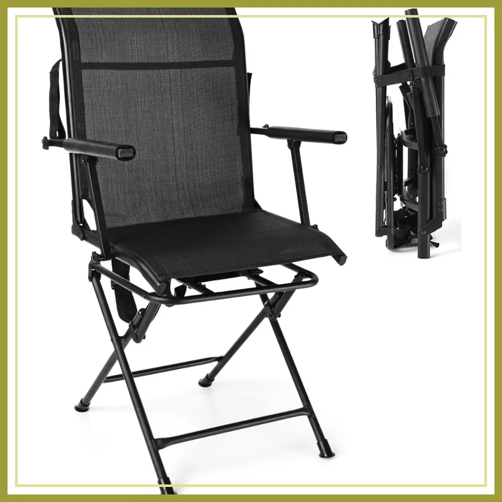360 Degree Swivel Hunting Blind Chair with Armrest, Portable Folding Stool for Outdoor Camping, Black
360 Degree Swivel Hunting Blind Chair with Armrest, Portable Folding Stool for Outdoor Camping, Black