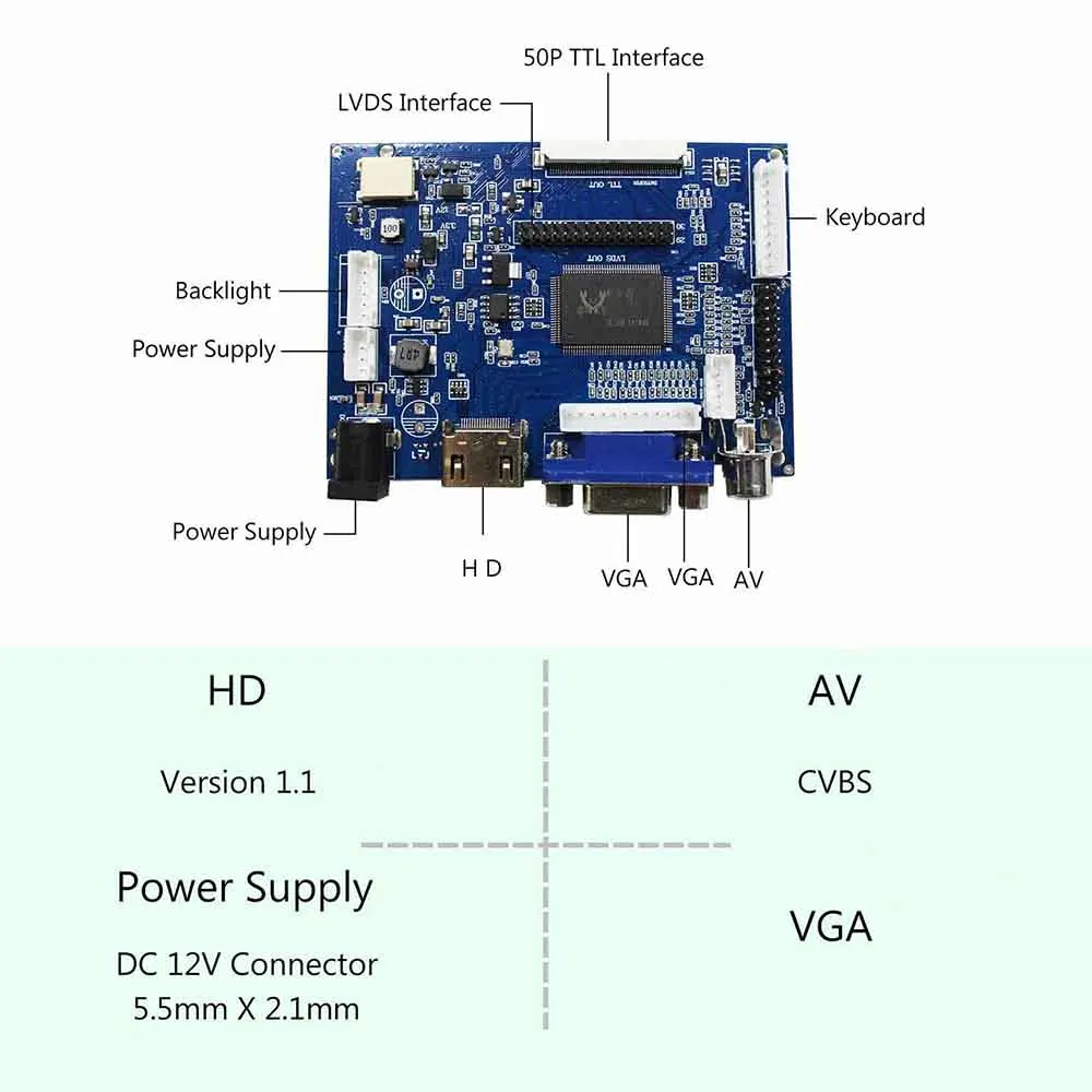 Плата контроллера ЖК-дисплея HD VGA 2AV работает для ЖК-экрана 15,6 дюйма B156XW02 1366X768
Плата контроллера ЖК-дисплея HD VGA 2AV работает для ЖК-экрана 15,6 дюйма B156XW02 1366X768