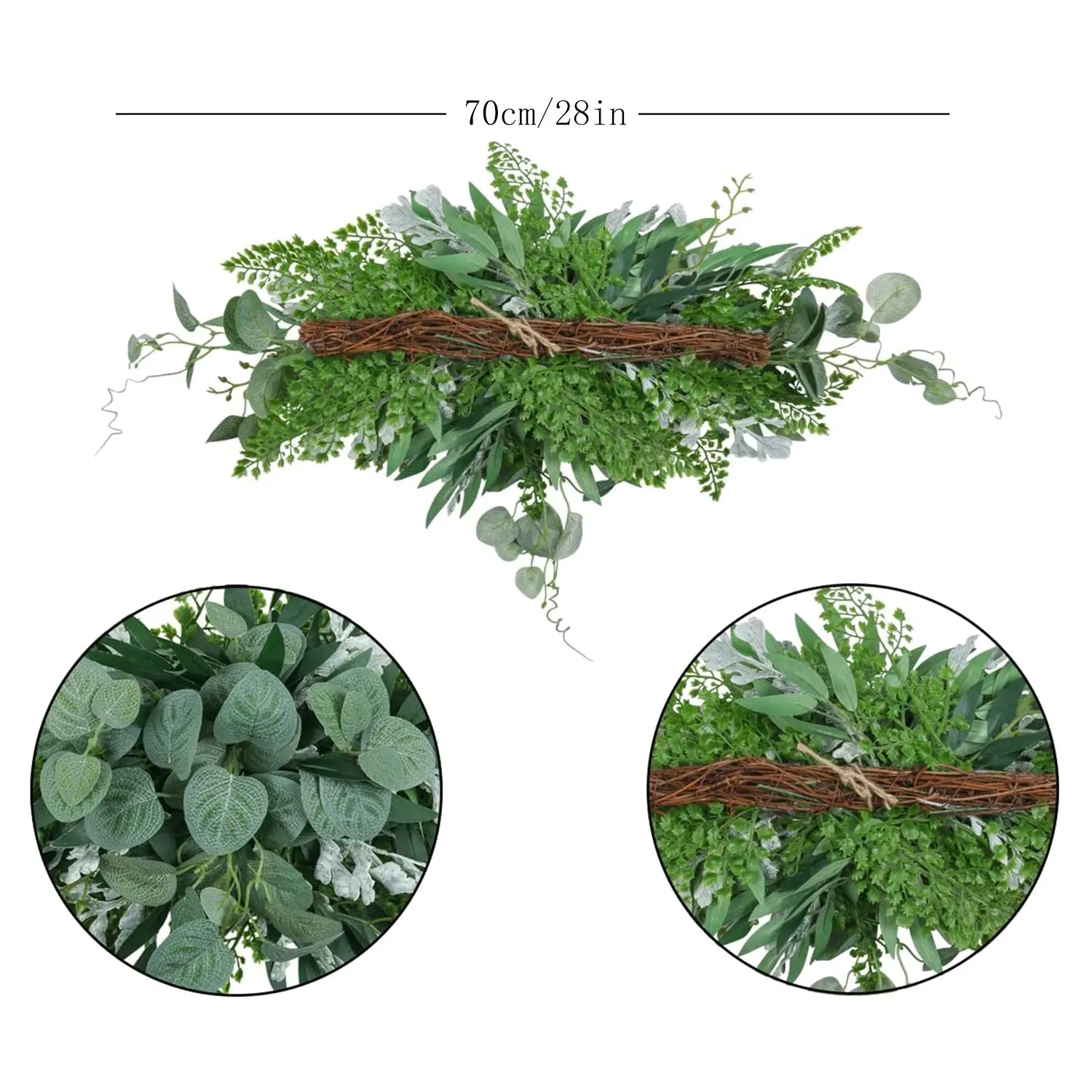 Artificial Eucalyptus Greenery Swag 70cm Silk-Rattan Hanging Garland Wreath for Front Door Wall Window
Artificial Eucalyptus Greenery Swag 70cm Silk-Rattan Hanging Garland Wreath for Front Door Wall Window