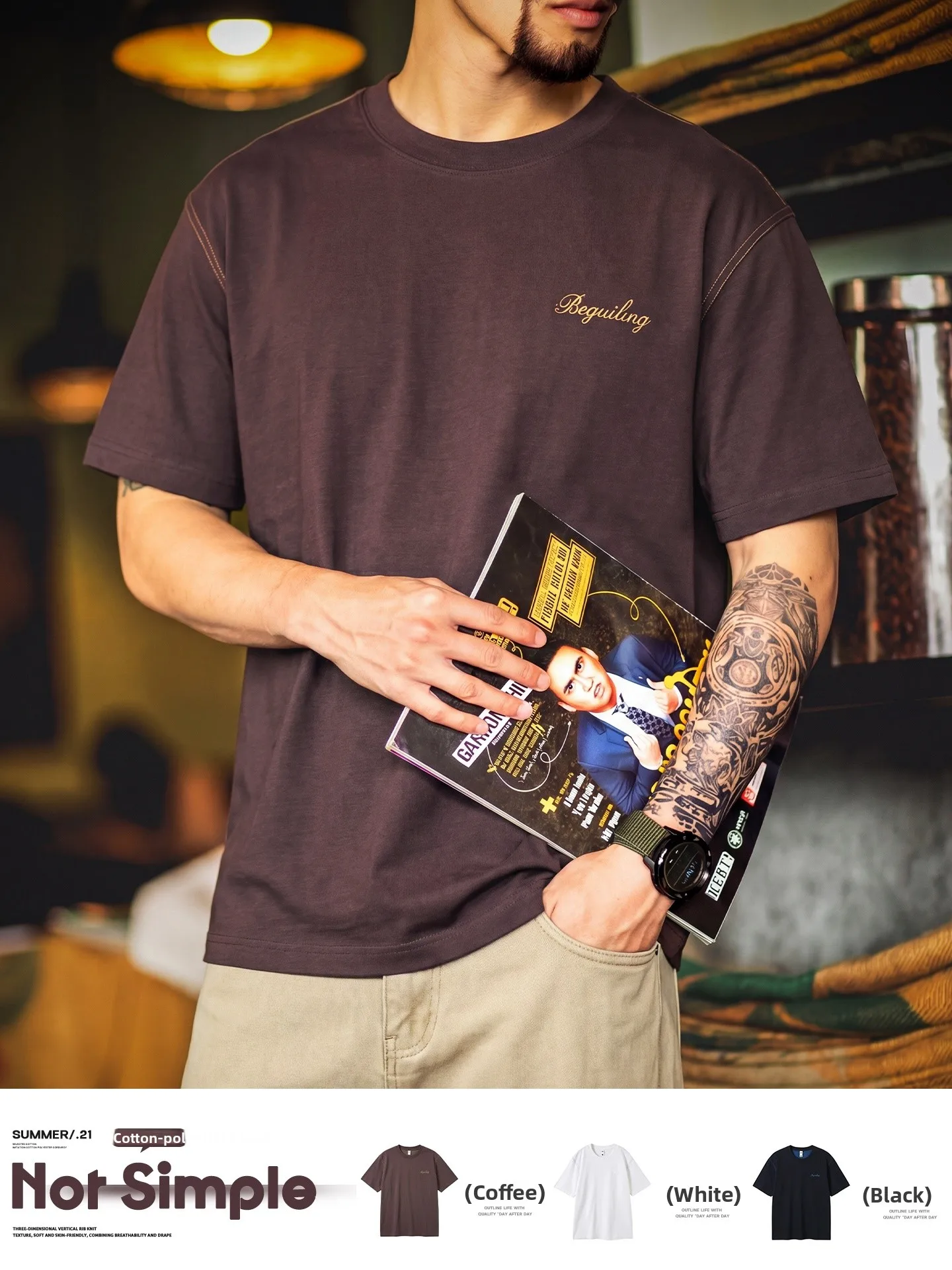 American Retro Embroidered Short Sleeve T-Shirt Men's Summer Caramel Loose Stitch Design Casual Half Sleeve Top
American Retro Embroidered Short Sleeve T-Shirt Men's Summer Caramel Loose Stitch Design Casual Half Sleeve Top