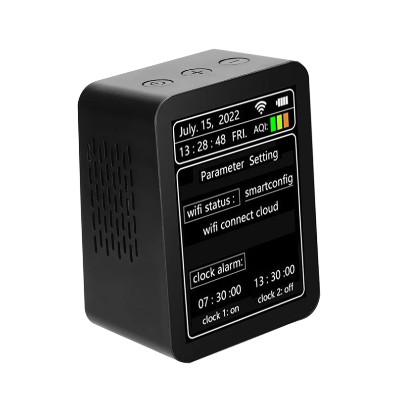 Retail Tuya Wifi 7 In 1 Intelligent Air Quality Detector PM2.5 CO2 TVOC HCHO Temperature Humidity AQI Detector
Retail Tuya Wifi 7 In 1 Intelligent Air Quality Detector PM2.5 CO2 TVOC HCHO Temperature Humidity AQI Detector