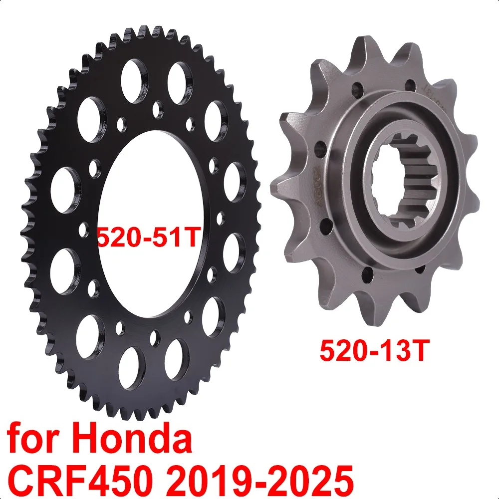 520 13T 51T Motorcycle Front Rear Sprocket Gear Wheel Cam for Honda CRF450 2019-2025 CRF 450
520 13T 51T Motorcycle Front Rear Sprocket Gear Wheel Cam for Honda CRF450 2019-2025 CRF 450