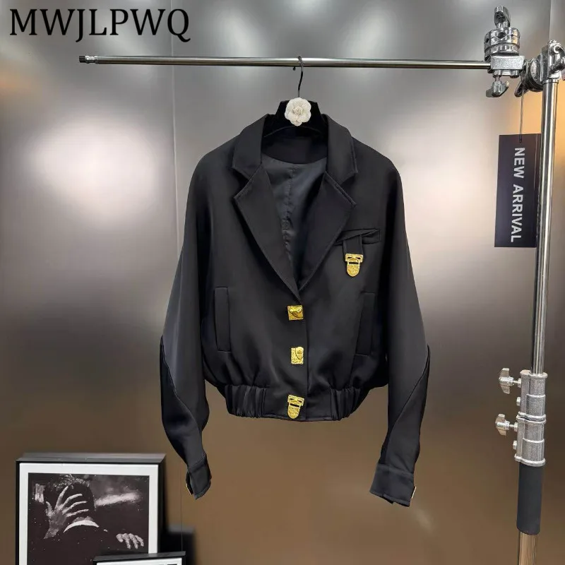 MWJLPWQ Unisex Elegant Black Cropped Jacket Gold Tone Buttons Buckle Accents Bomber Style Blazer Chic Office Casual Wear 15618
MWJLPWQ Unisex Elegant Black Cropped Jacket Gold Tone Buttons Buckle Accents Bomber Style Blazer Chic Office Casual Wear 15618