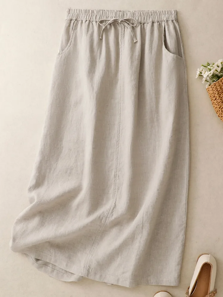 Retro Linen Cotton Half Skirt Women Summer Thin Medium Length A-Line Straight Cut Skirt High Waist Cool Feeling Daily Wear
Retro Linen Cotton Half Skirt Women Summer Thin Medium Length A-Line Straight Cut Skirt High Waist Cool Feeling Daily Wear