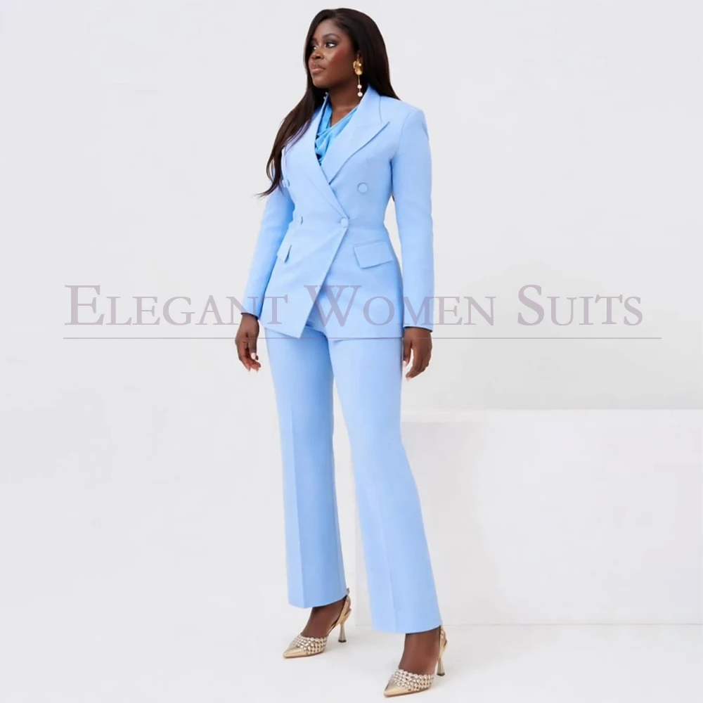 Ligh Blue Women's Suits Slim Fit Double Breasted Peak Blazer High Quality Customized 2 Piece Jacket Pants Sets Outfits Costume
Ligh Blue Women's Suits Slim Fit Double Breasted Peak Blazer High Quality Customized 2 Piece Jacket Pants Sets Outfits Costume